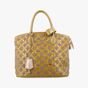Pre-owned Louis Vuitton Lockit Booklet Gris Vernis×fabric M40601 handbag | stylenewstar