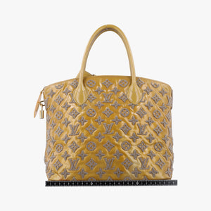 Pre-owned Louis Vuitton Lockit Booklet Gris Vernis×fabric M40601 handbag | stylenewstar