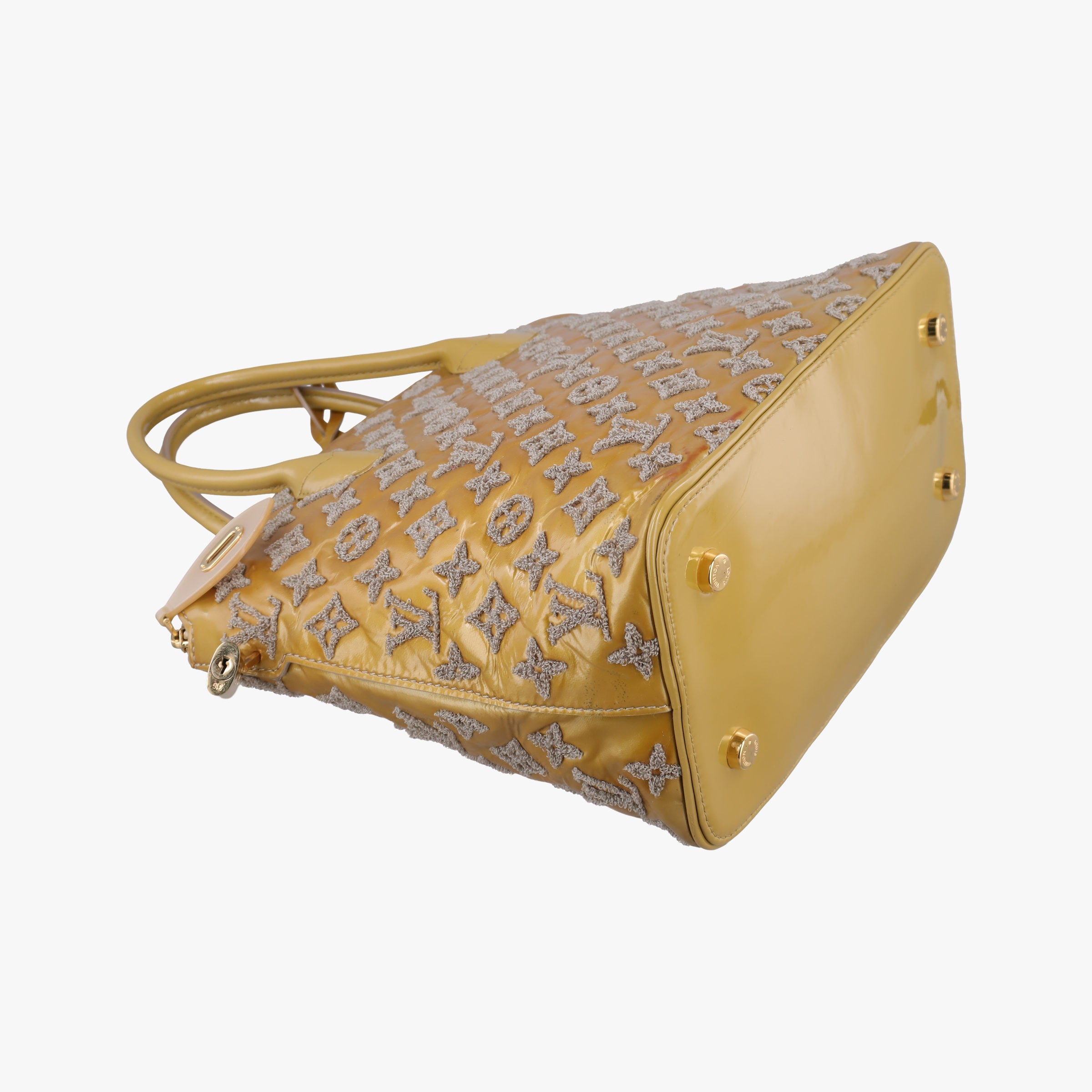 Pre-owned Louis Vuitton Lockit Booklet Gris Vernis×fabric M40601 handbag | stylenewstar