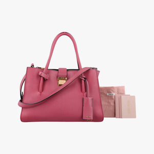 Secondhand Miu Miu MADRAS Fuchsia Pink Leather 5BA104 shoulderbag | stylenewstar