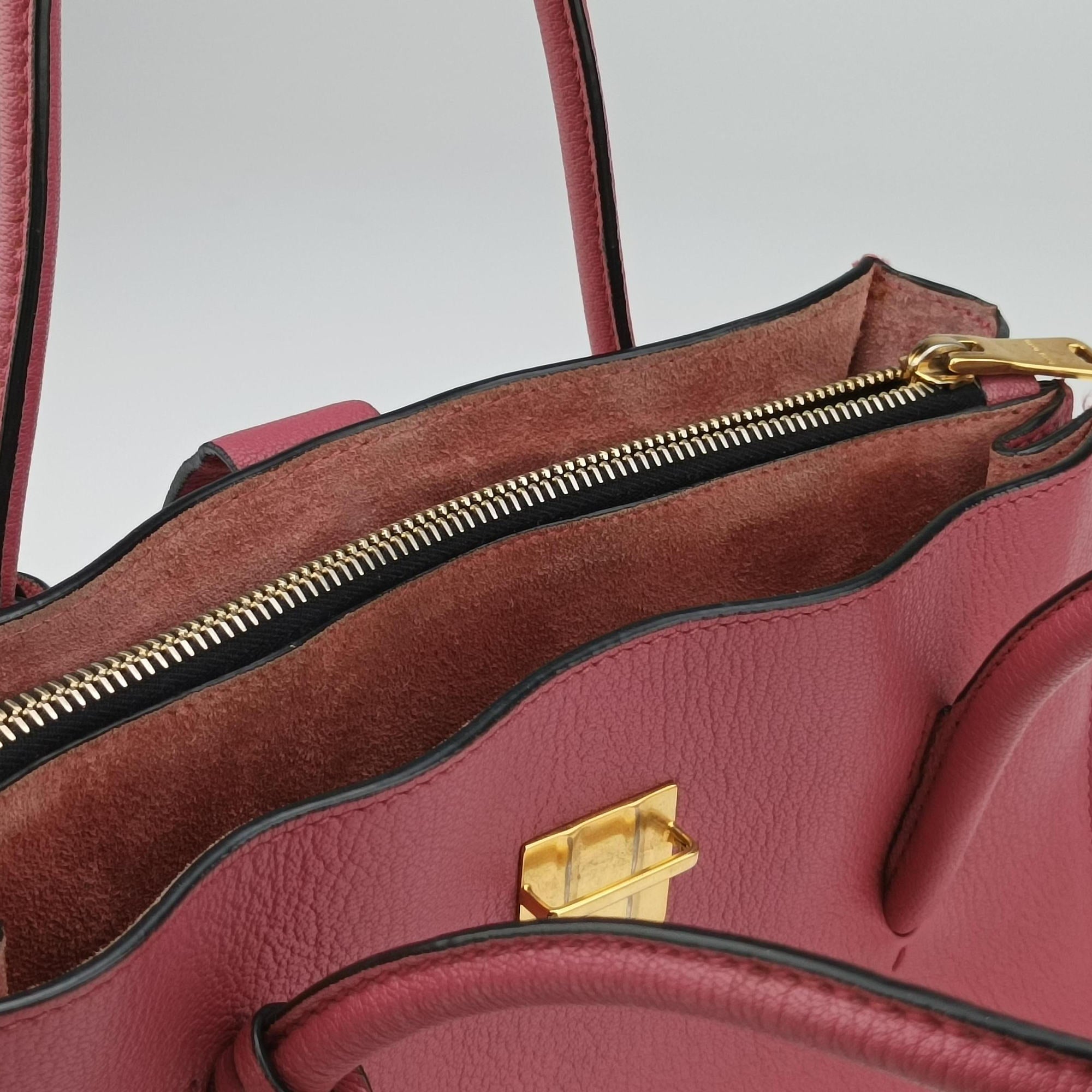 Secondhand Miu Miu MADRAS Fuchsia Pink Leather 5BA104 shoulderbag | stylenewstar