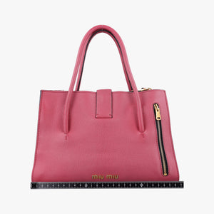Secondhand Miu Miu MADRAS Fuchsia Pink Leather 5BA104 shoulderbag | stylenewstar