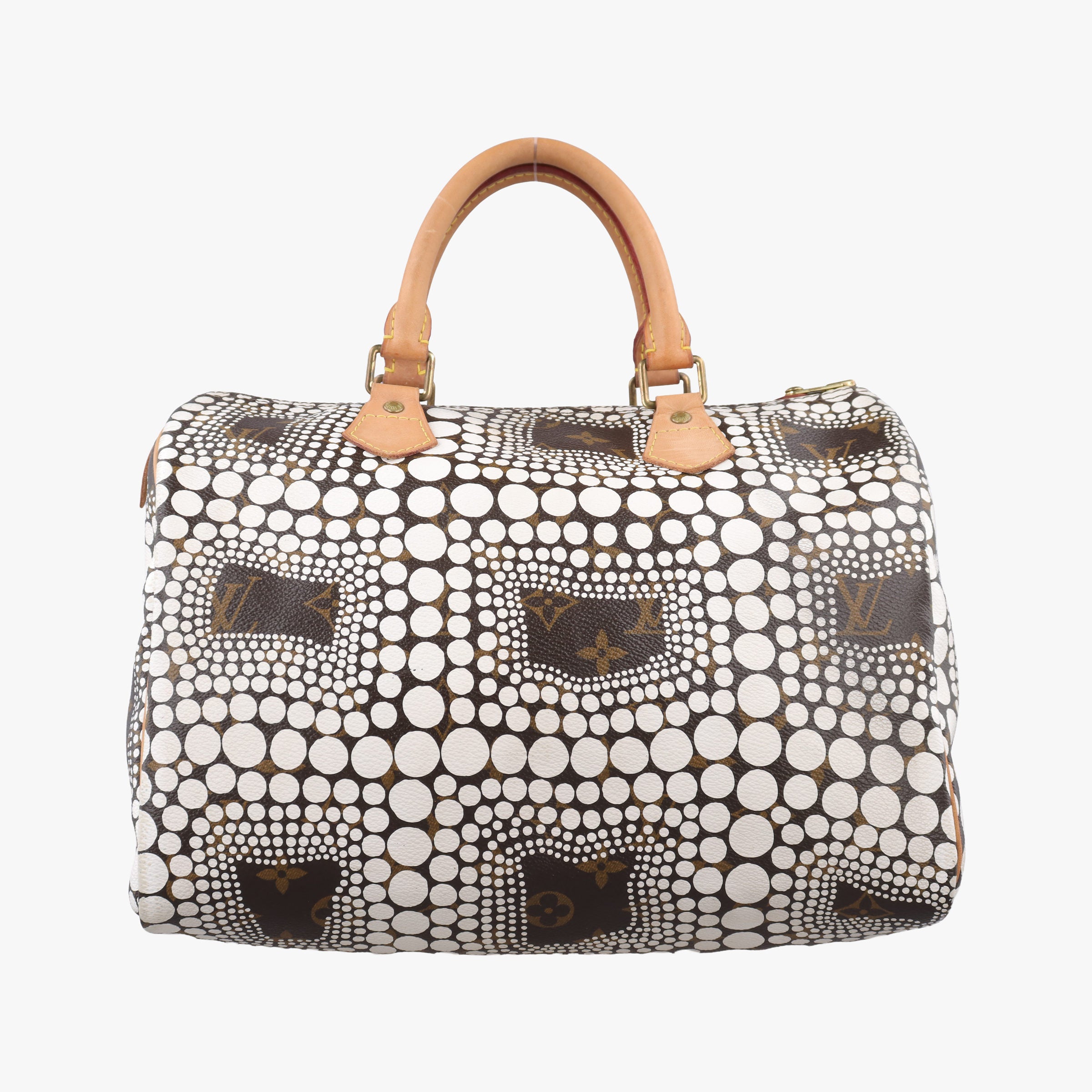 Pre-owned Louis Vuitton Monogram Town Speedy 30 Brown x White Monogram canvas    　 M40690 handbag | stylenewstar