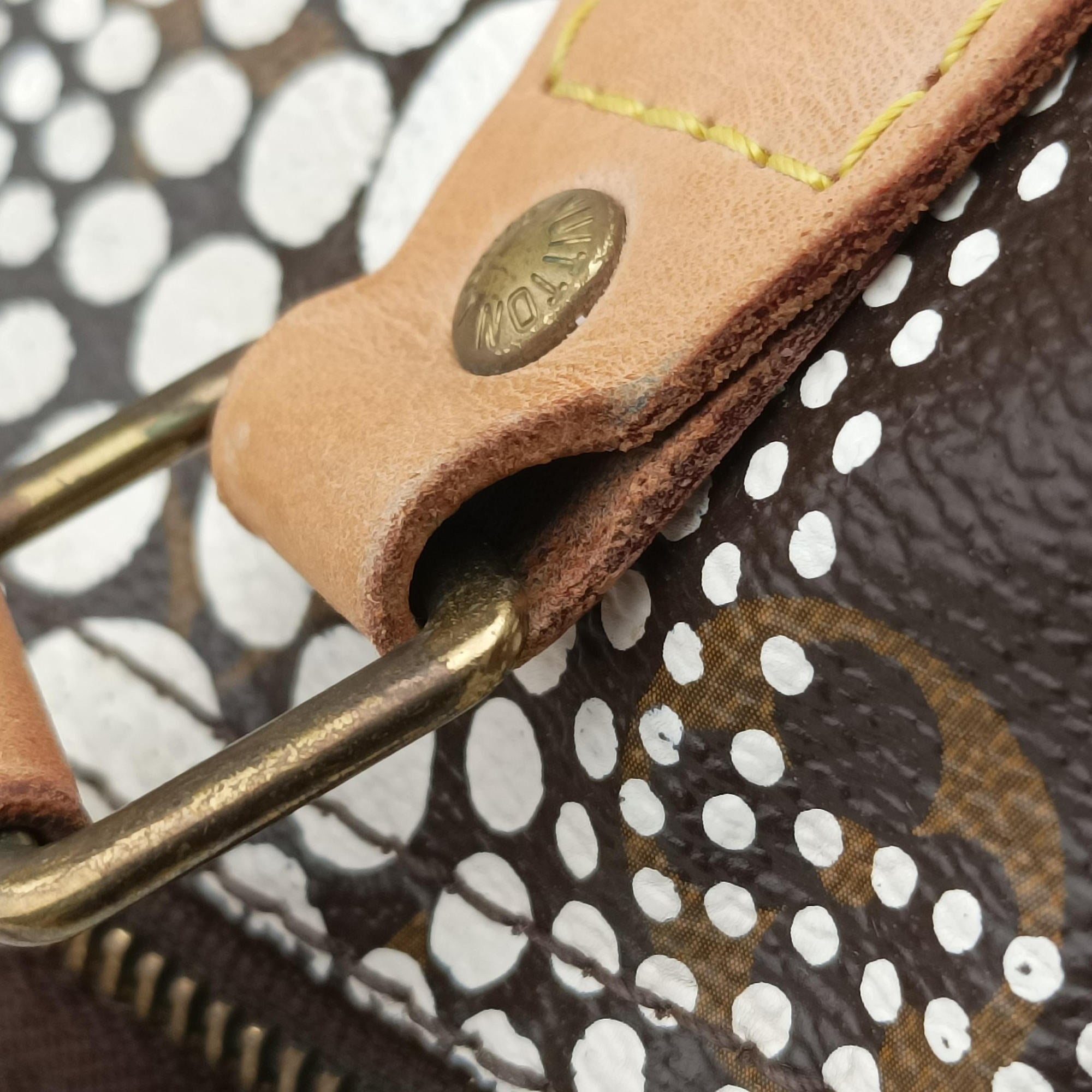 Pre-owned Louis Vuitton Monogram Town Speedy 30 Brown x White Monogram canvas    　 M40690 handbag | stylenewstar