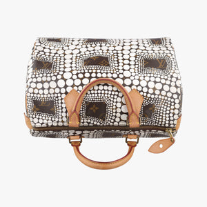 Pre-owned Louis Vuitton Monogram Town Speedy 30 Brown x White Monogram canvas    　 M40690 handbag | stylenewstar