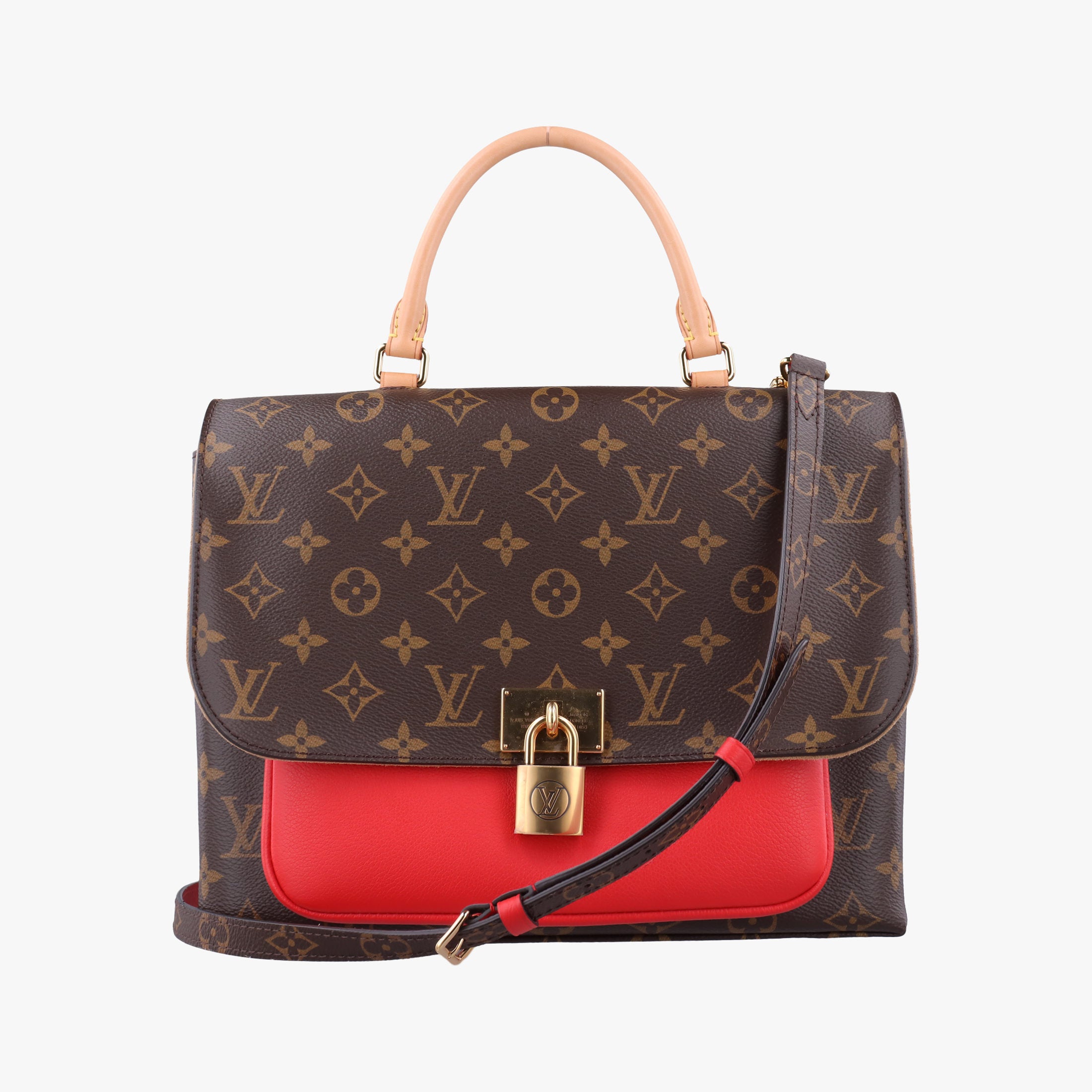 Secondhand Louis Vuitton MARIGNAN Brown×COQUELICOT Monogram Canvas×calf leather M44286 shoulderbag | stylenewstar
