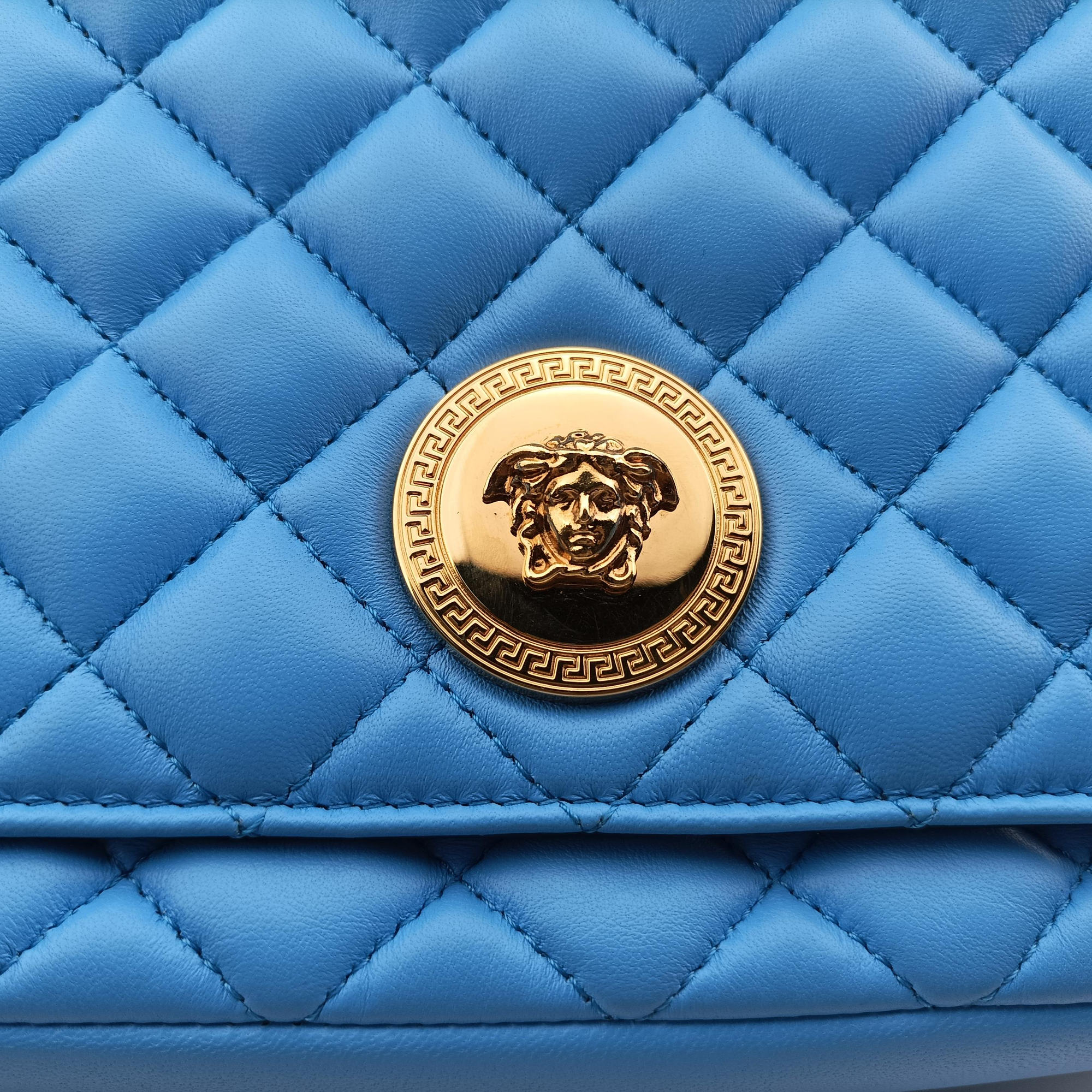 Vintage VERSACE Medusa Blue Leather  shoulderbag | stylenewstar