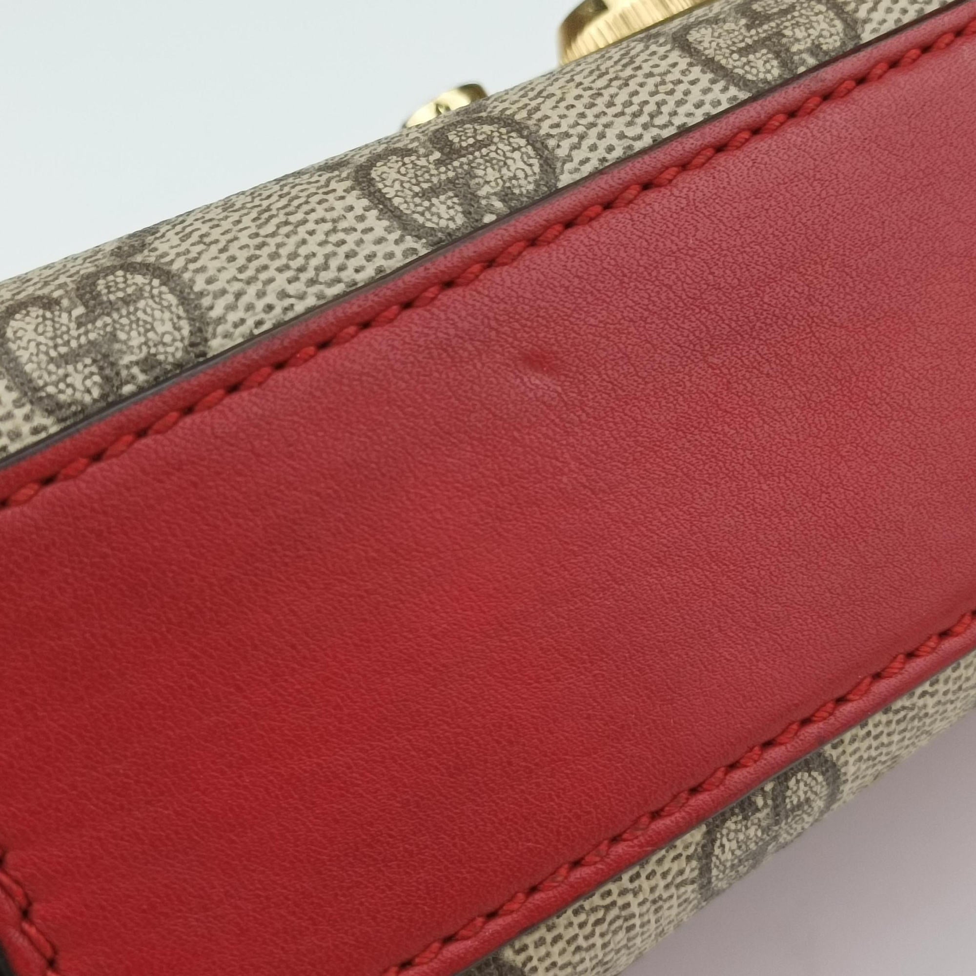 Pre-owned Gucci Padlock beige×red×pink PVC coated canvas×Leather 409487 shoulderbag | stylenewstar