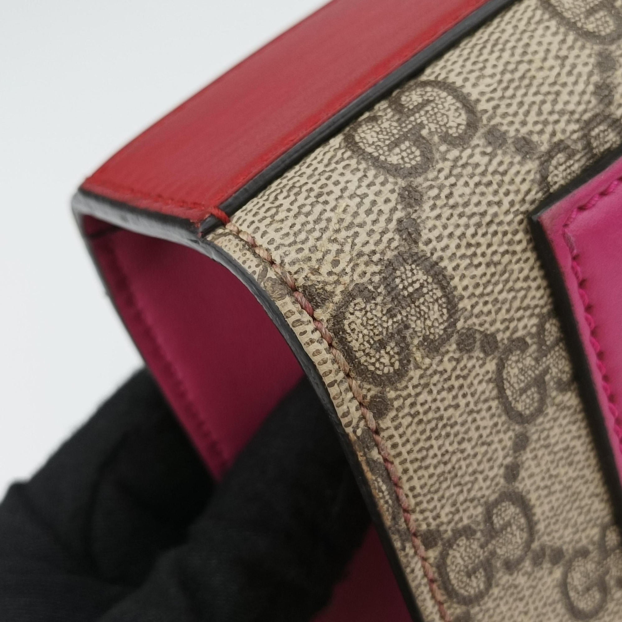 Pre-owned Gucci Padlock beige×red×pink PVC coated canvas×Leather 409487 shoulderbag | stylenewstar