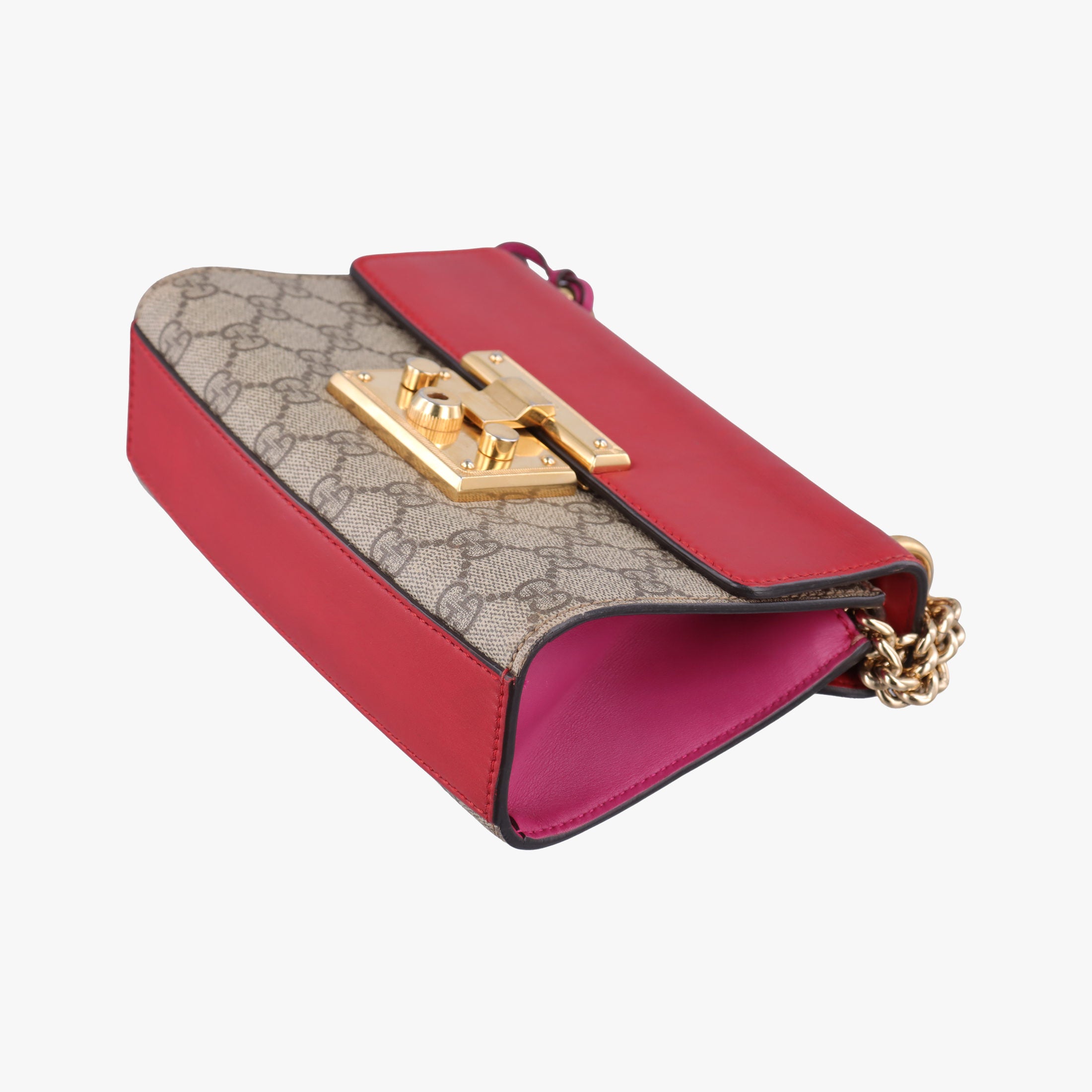 Pre-owned Gucci Padlock beige×red×pink PVC coated canvas×Leather 409487 shoulderbag | stylenewstar