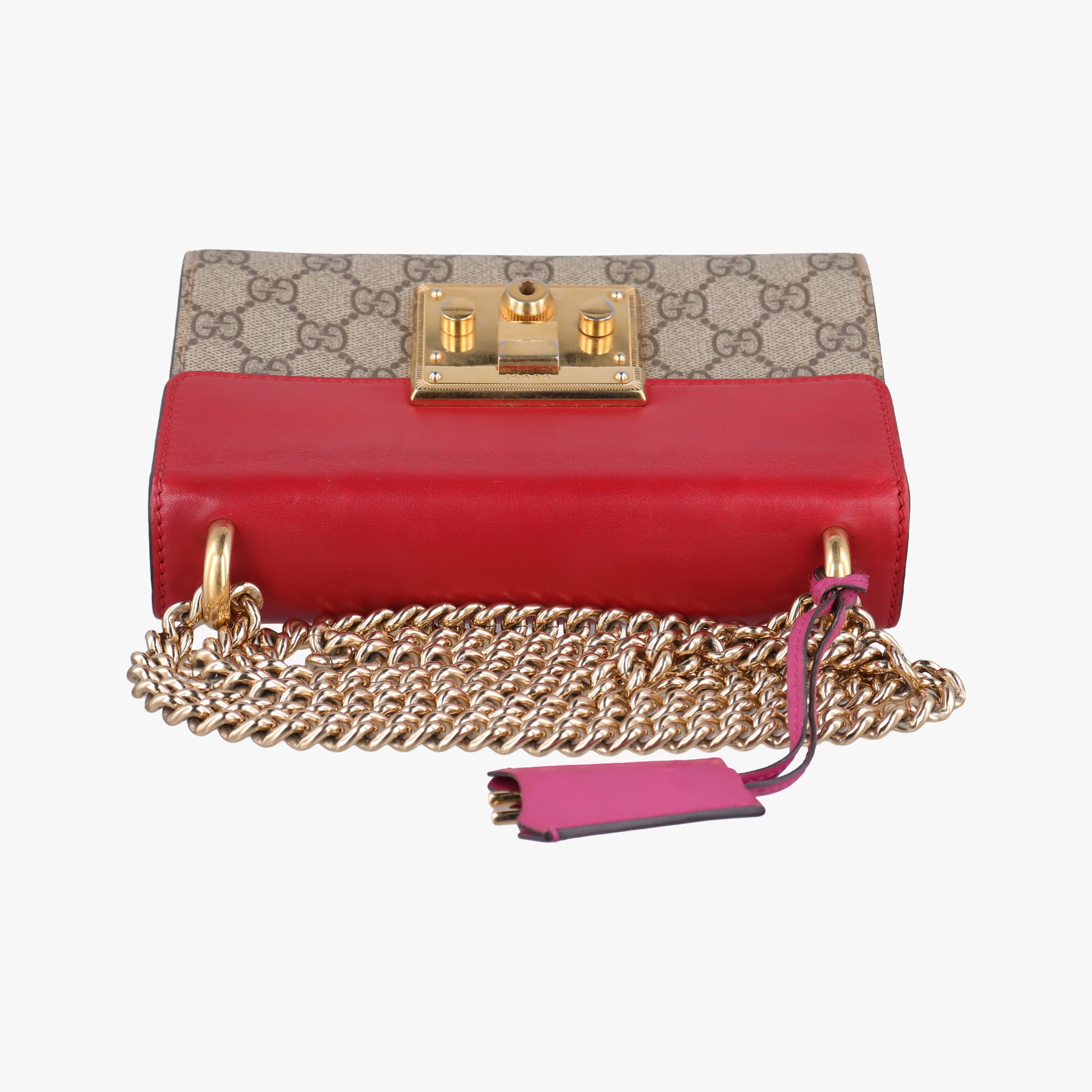 Pre-owned Gucci Padlock beige×red×pink PVC coated canvas×Leather 409487 shoulderbag | stylenewstar