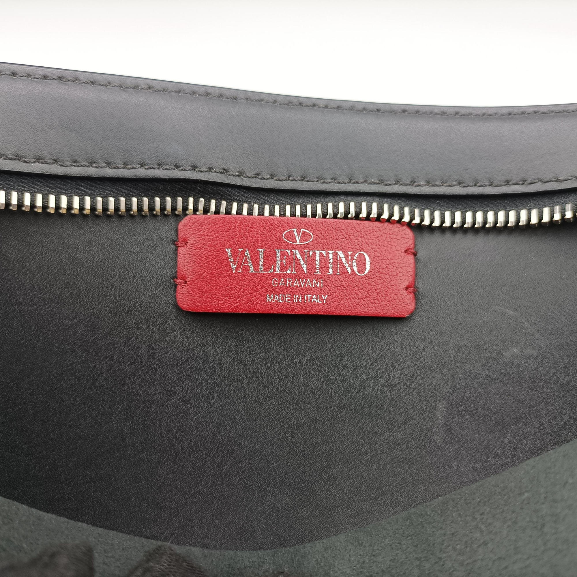 Pre-owned Valentino VLTN Print Black Leather  bum bag/waist bag | stylenewstar