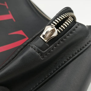Pre-owned Valentino VLTN Print Black Leather  bum bag/waist bag | stylenewstar