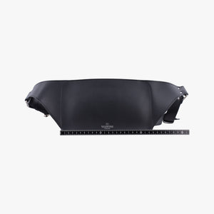 Pre-owned Valentino VLTN Print Black Leather  bum bag/waist bag | stylenewstar