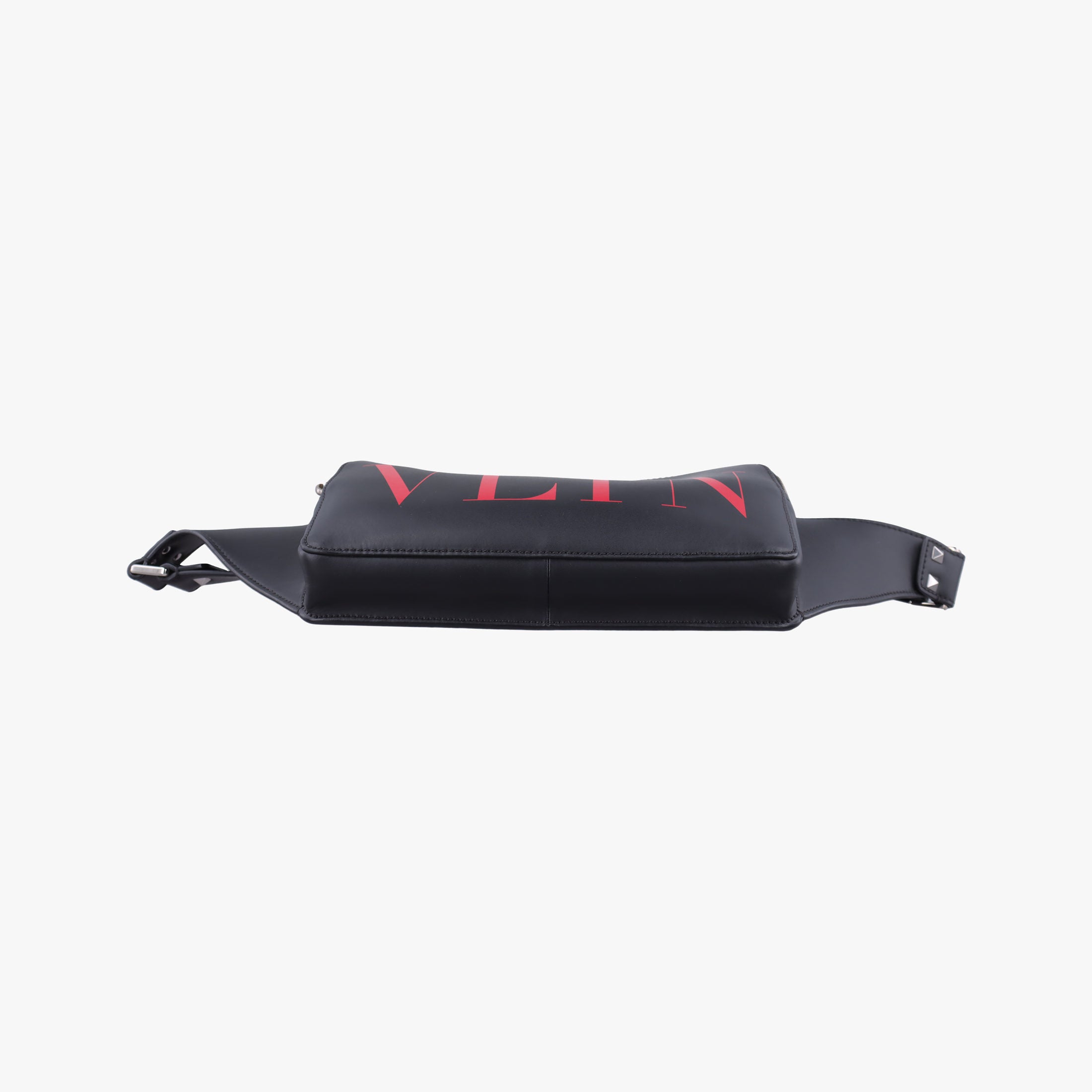 Pre-owned Valentino VLTN Print Black Leather  bum bag/waist bag | stylenewstar