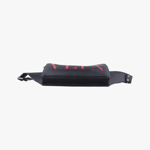 Pre-owned Valentino VLTN Print Black Leather  bum bag/waist bag | stylenewstar