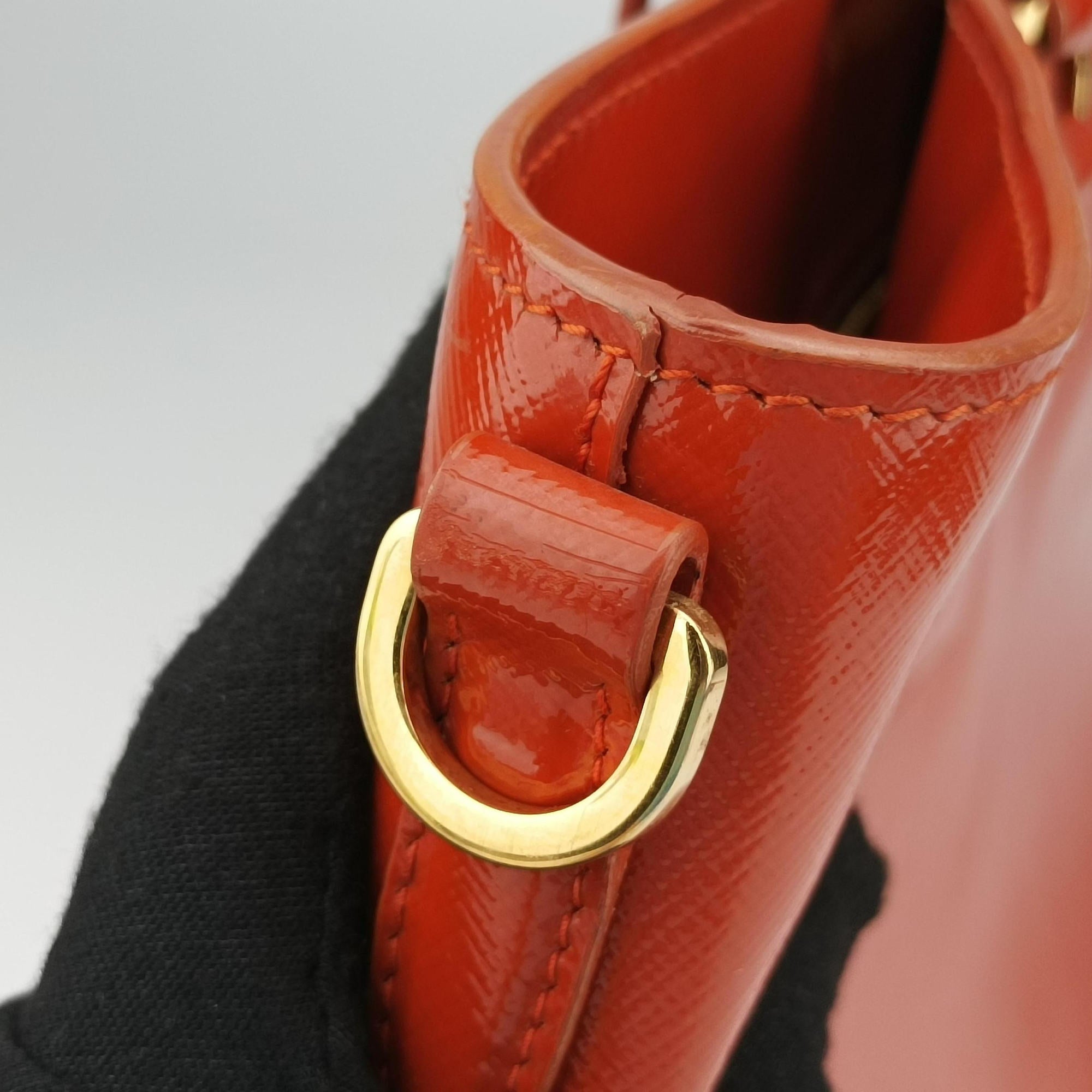 Pre-owned Prada Galleria Orange SAFFIANO Leather BN2316 shoulderbag | stylenewstar