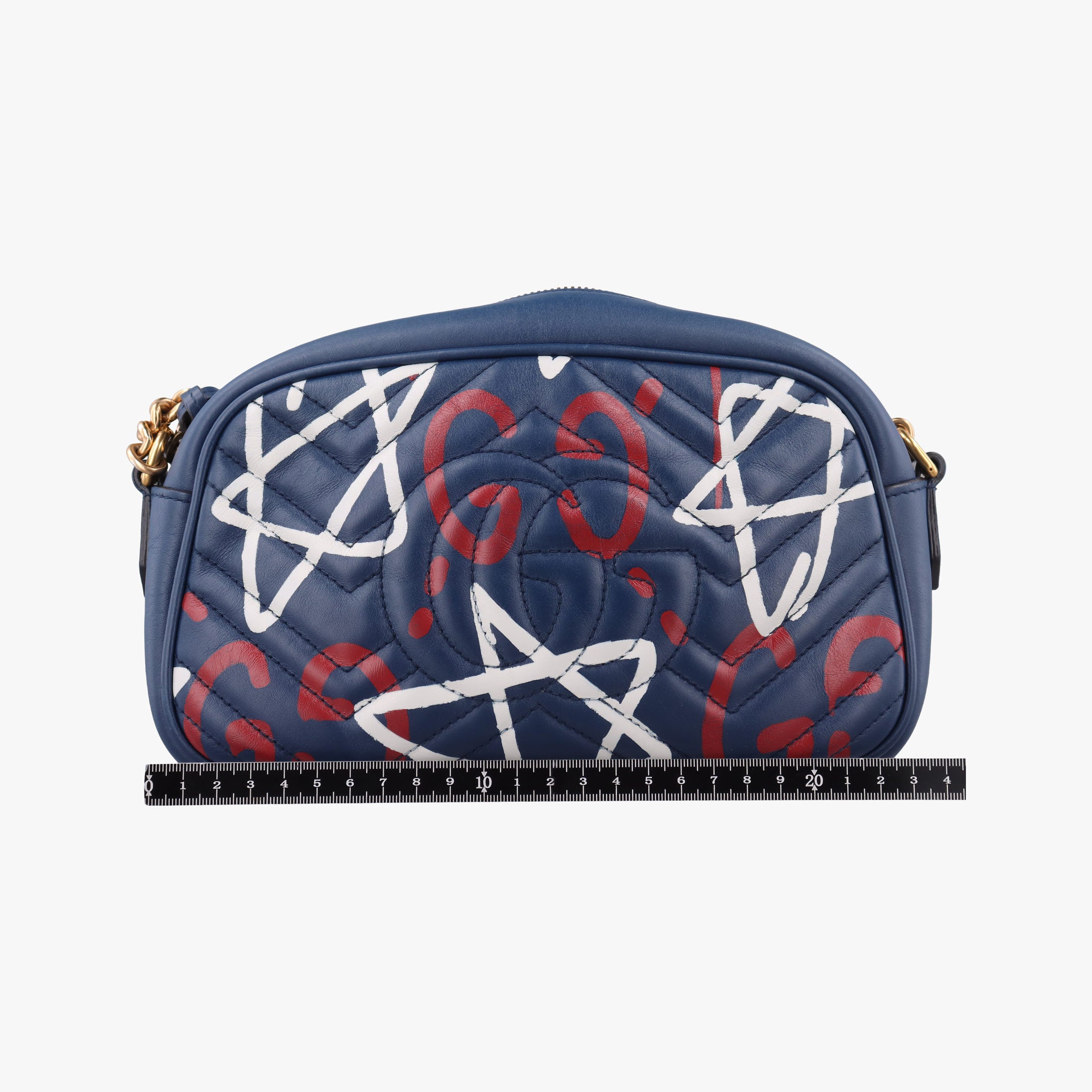 Pre-owned Gucci GG Marmont navy×Multicolour Leather 447632 shoulderbag | stylenewstar