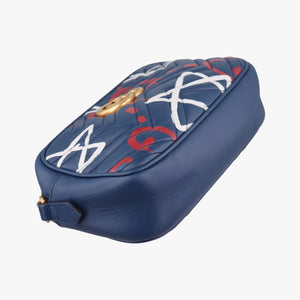 Pre-owned Gucci GG Marmont navy×Multicolour Leather 447632 shoulderbag | stylenewstar