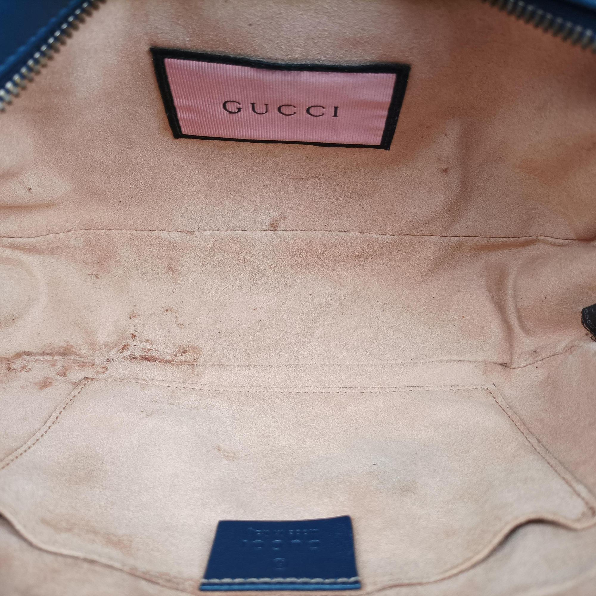 Pre-owned Gucci GG Marmont navy×Multicolour Leather 447632 shoulderbag | stylenewstar