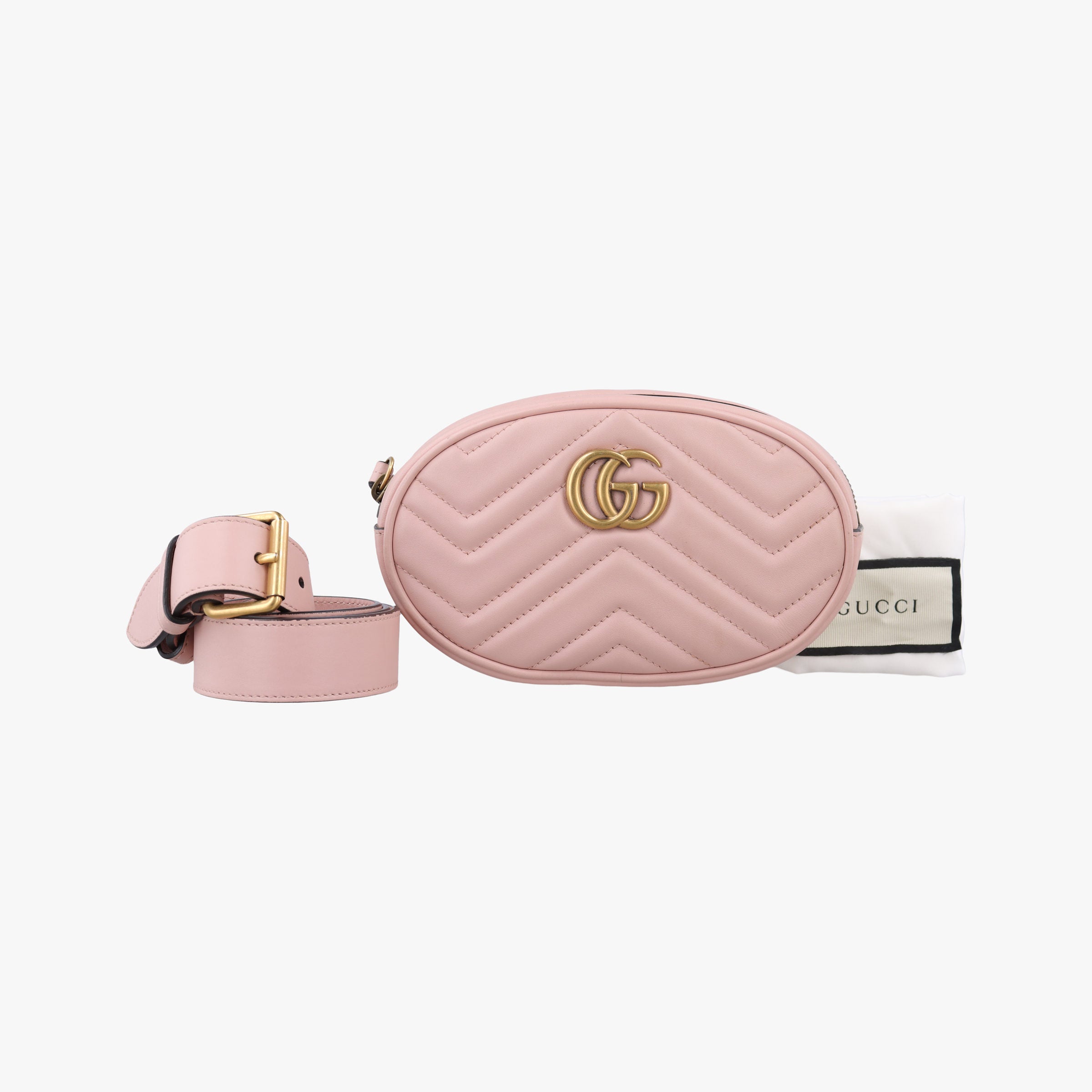 Pre-owned Gucci GG Marmont Pink Leather 476434 bum bag/waist bag | stylenewstar