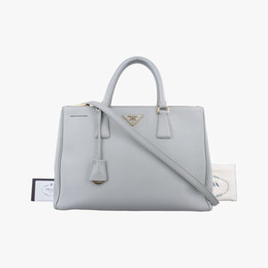 Pre-owned Prada Galleria Grey SAFFIANO Leather BN1801 shoulderbag | stylenewstar