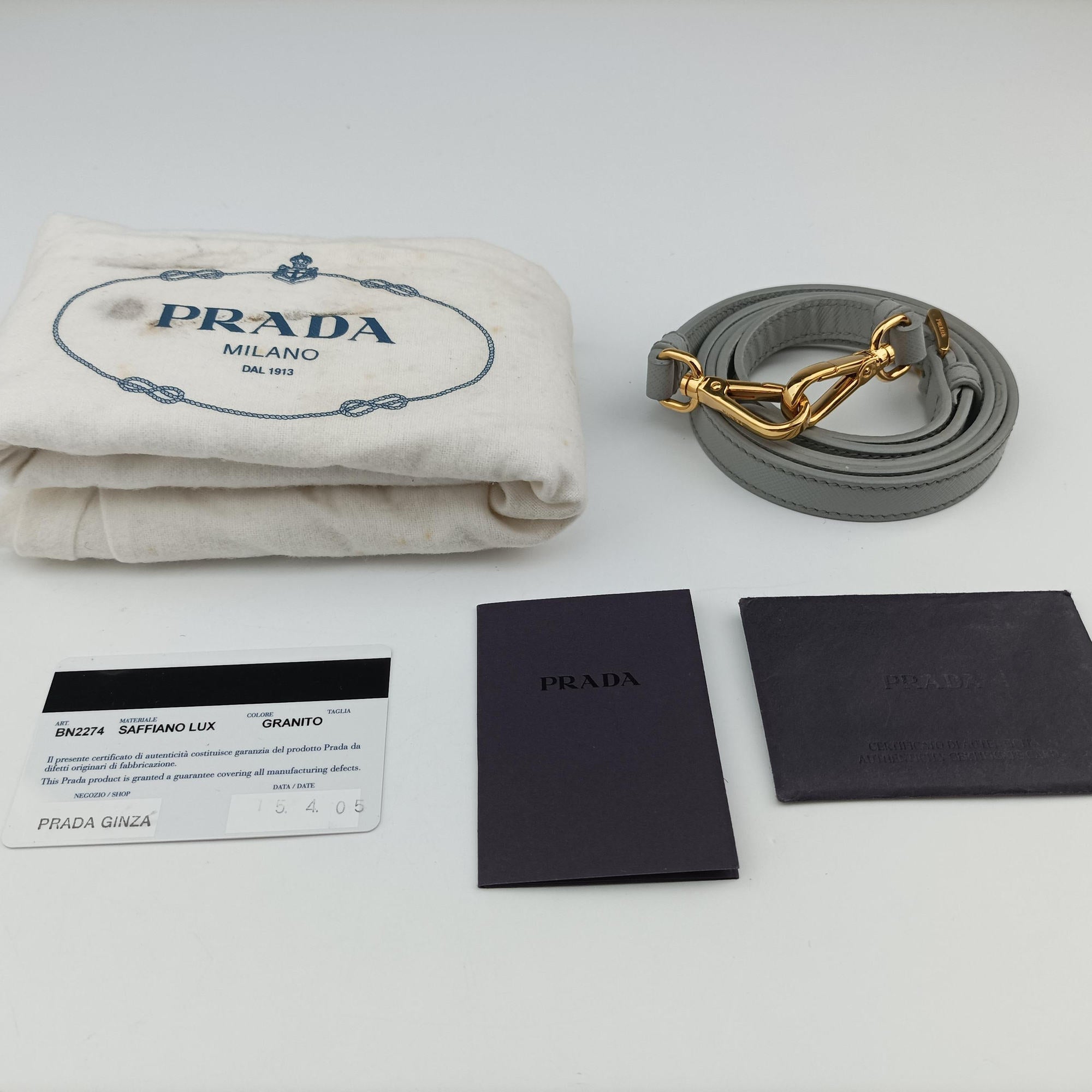 Pre-owned Prada Galleria Grey SAFFIANO Leather BN1801 shoulderbag | stylenewstar