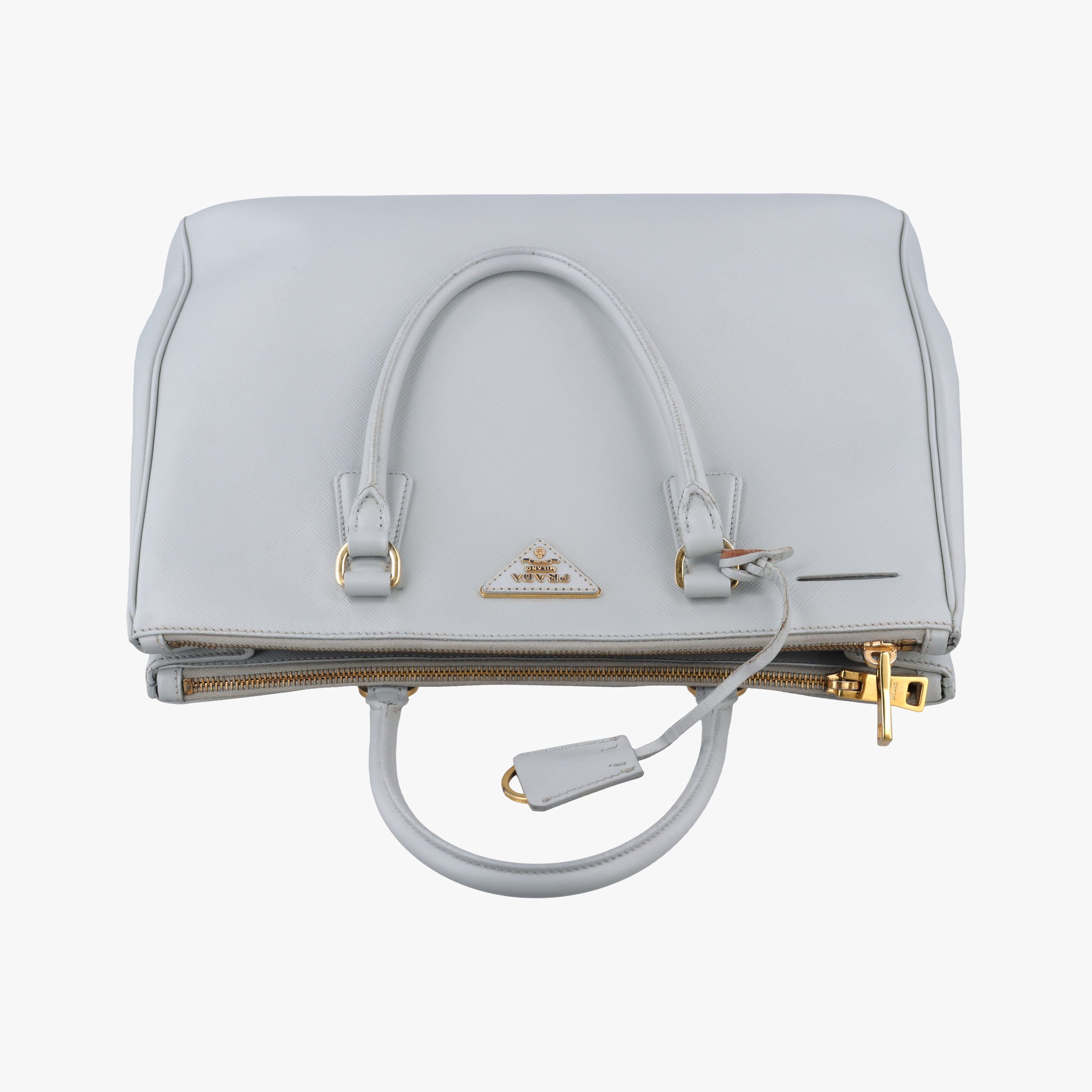 Pre-owned Prada Galleria Grey SAFFIANO Leather BN1801 shoulderbag | stylenewstar