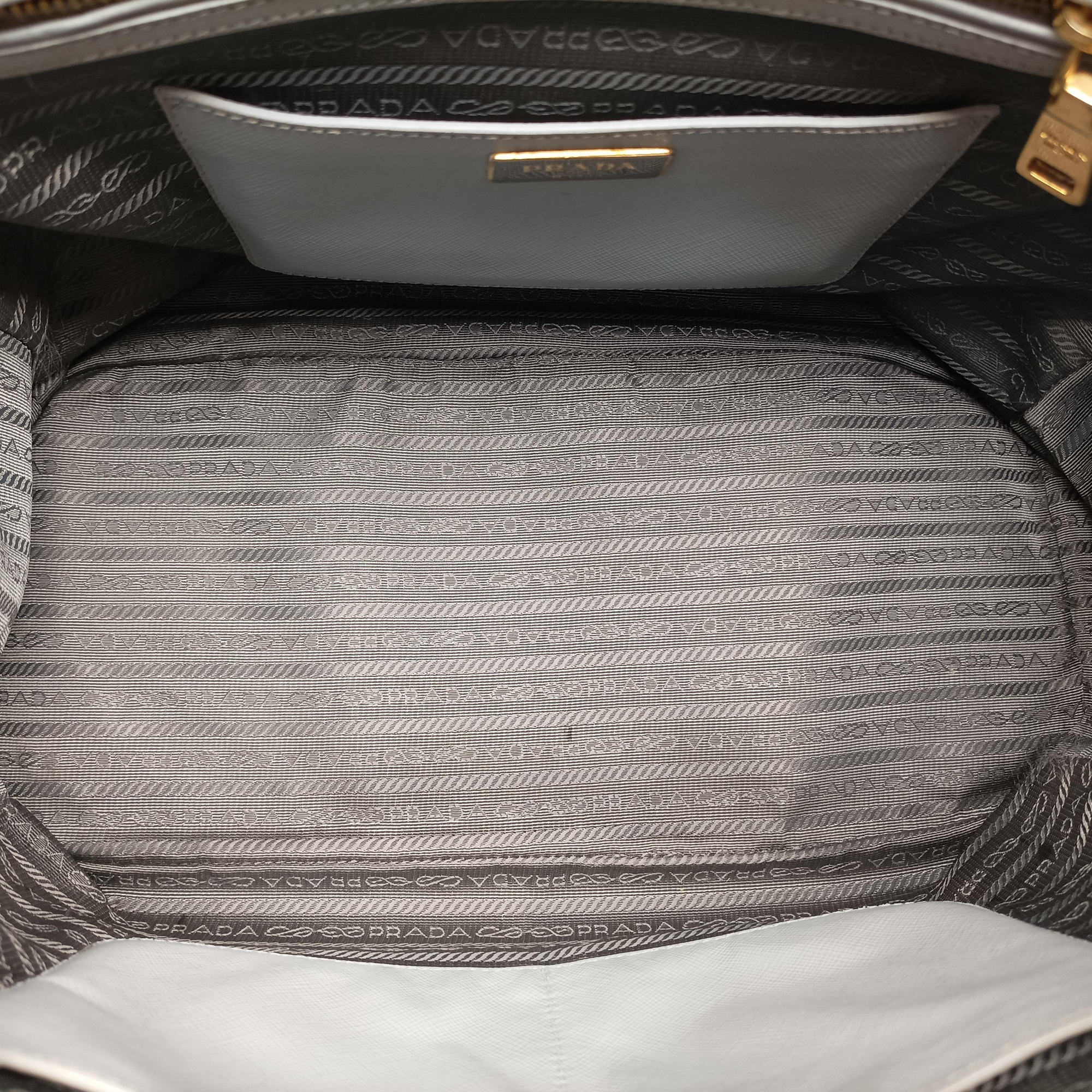 Pre-owned Prada Galleria Grey SAFFIANO Leather BN1801 shoulderbag | stylenewstar