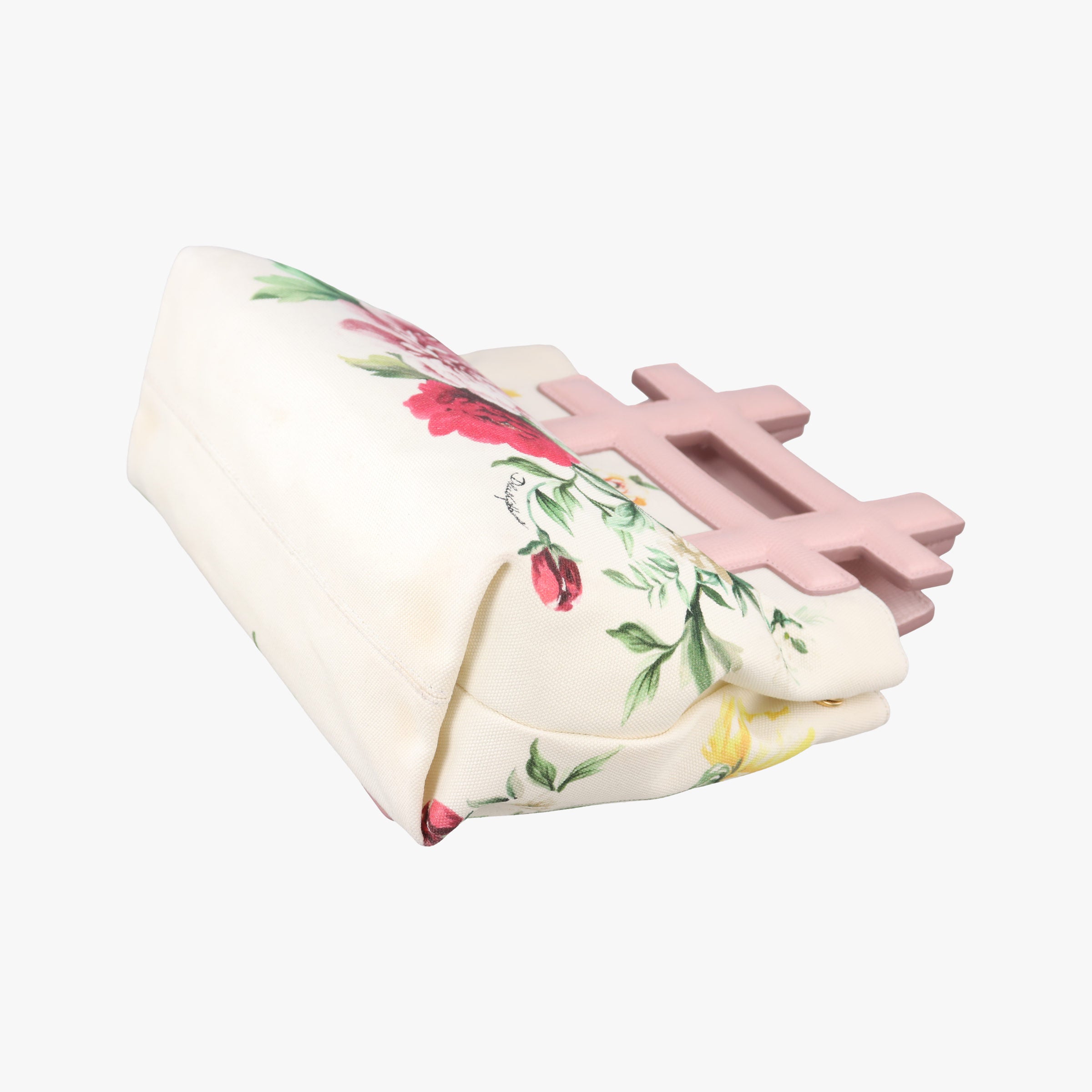 Vintage Dolce & Gabbana Floral Print Instabag White x Multicolor Canvas x Leather  shoulderbag | stylenewstar