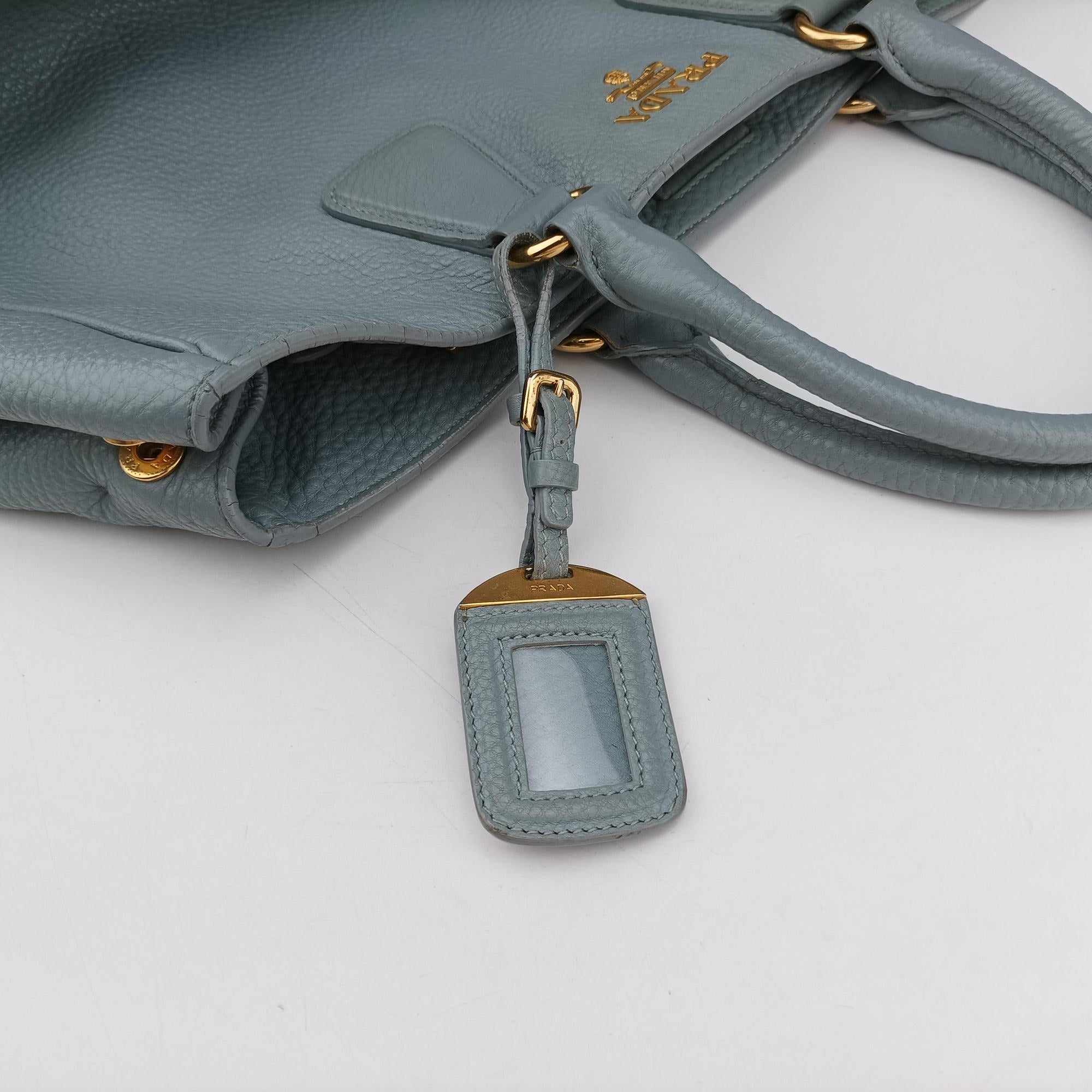 Pre-owned Prada Galleria Blue Leather BN1801 shoulderbag | stylenewstar