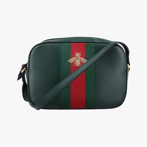 Secondhand Gucci Bee Web Green Leather 412008 shoulderbag | stylenewstar
