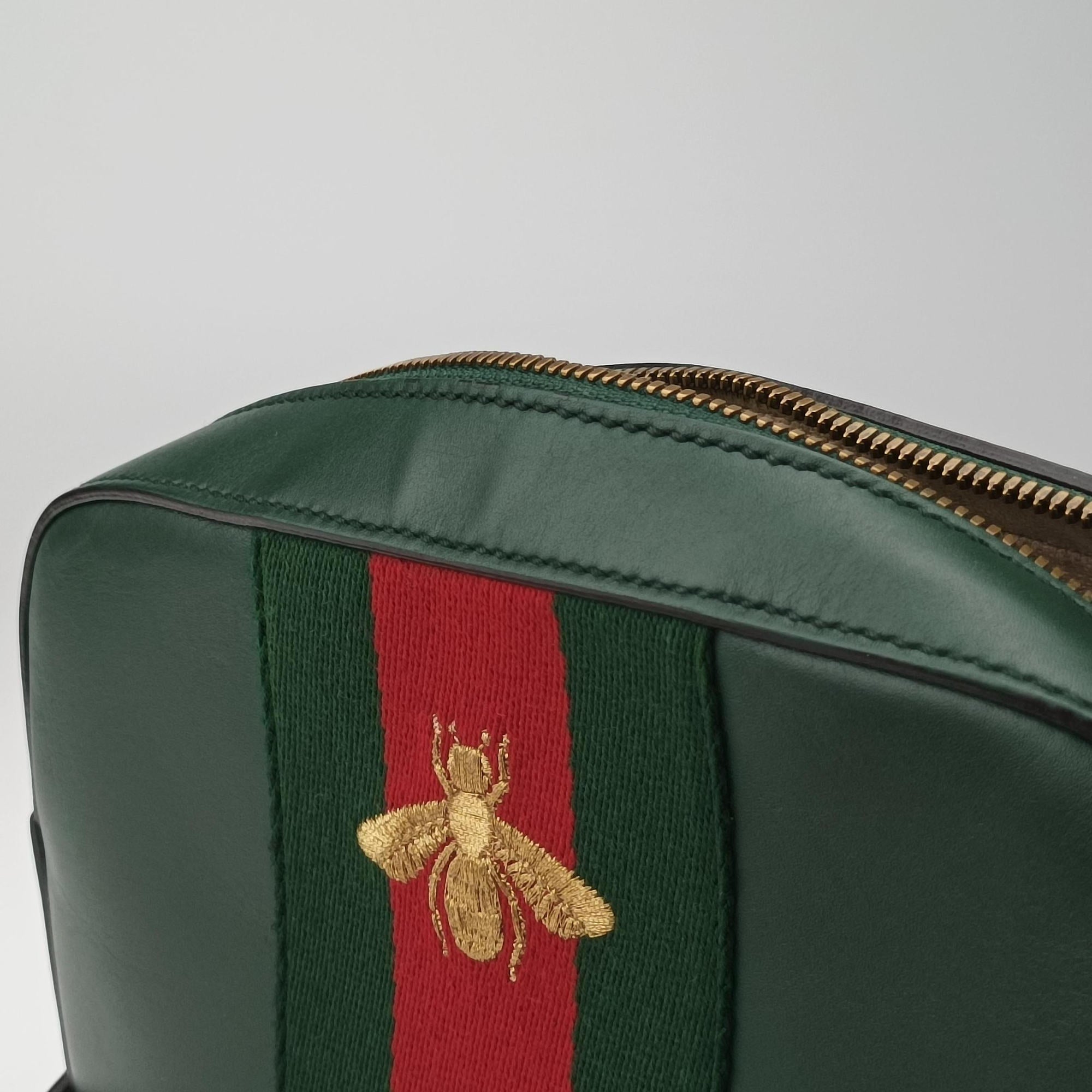 Secondhand Gucci Bee Web Green Leather 412008 shoulderbag | stylenewstar