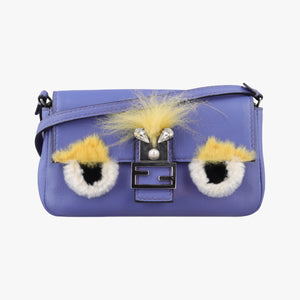 Pre-owned Fendi monster micro Baguette Purple Leather 8M0354 shoulderbag | stylenewstar