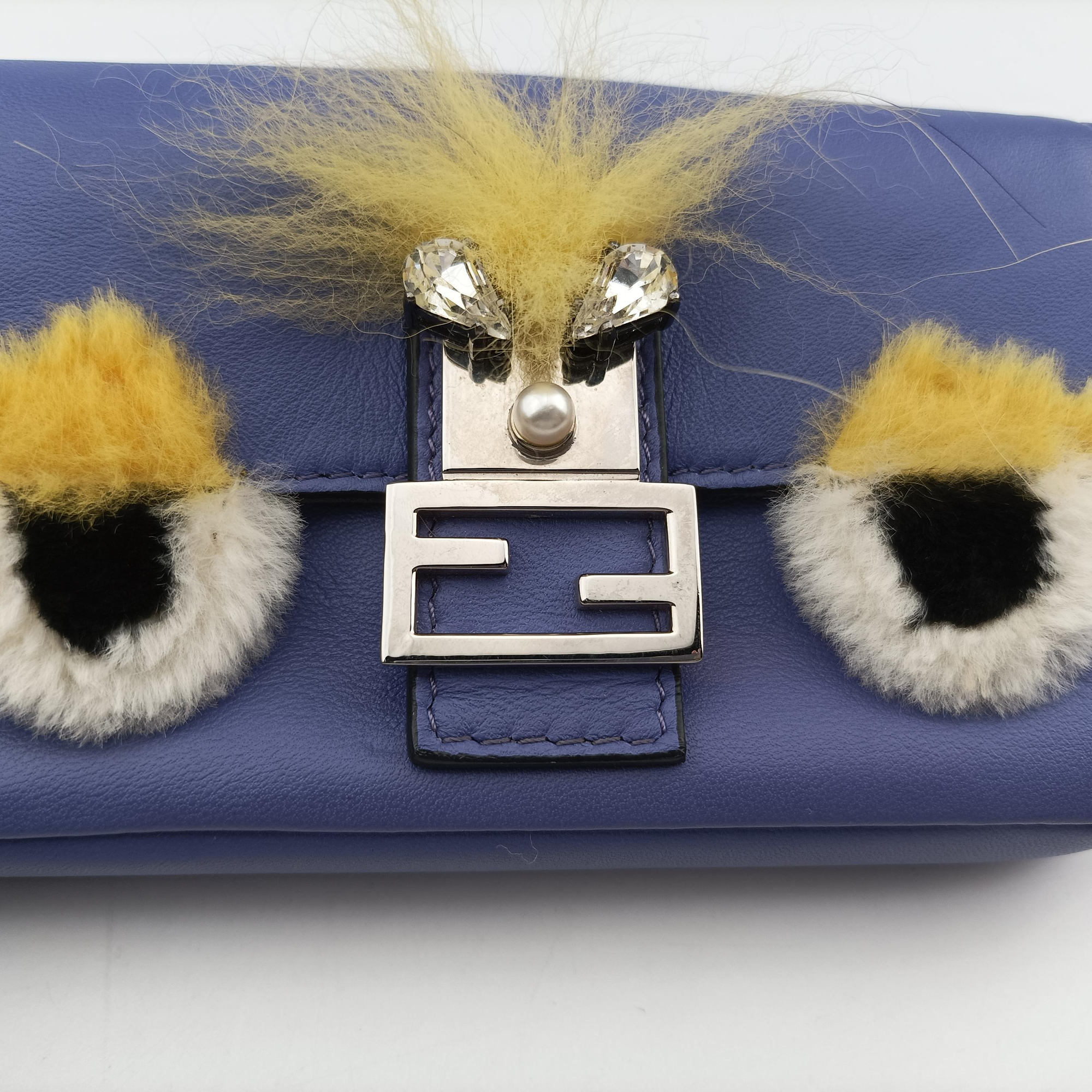 Pre-owned Fendi monster micro Baguette Purple Leather 8M0354 shoulderbag | stylenewstar