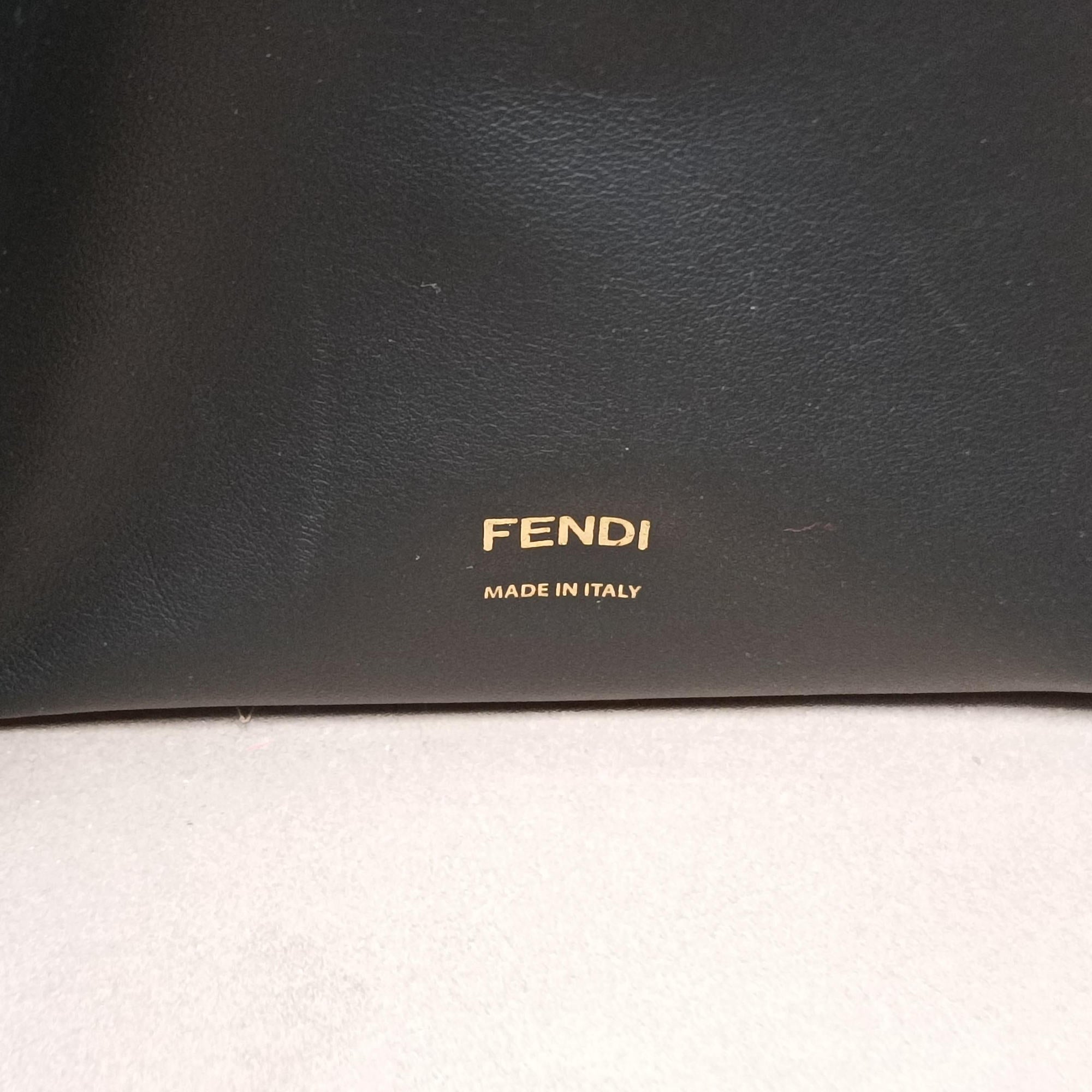 Pre-owned Fendi Flip black×red×brown Leather× Suede 8TB302 shoulderbag | stylenewstar