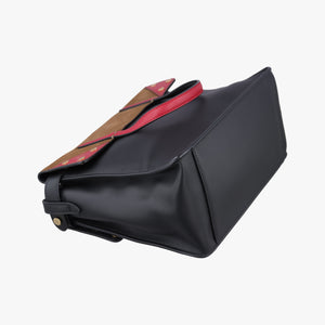 Pre-owned Fendi Flip black×red×brown Leather× Suede 8TB302 shoulderbag | stylenewstar