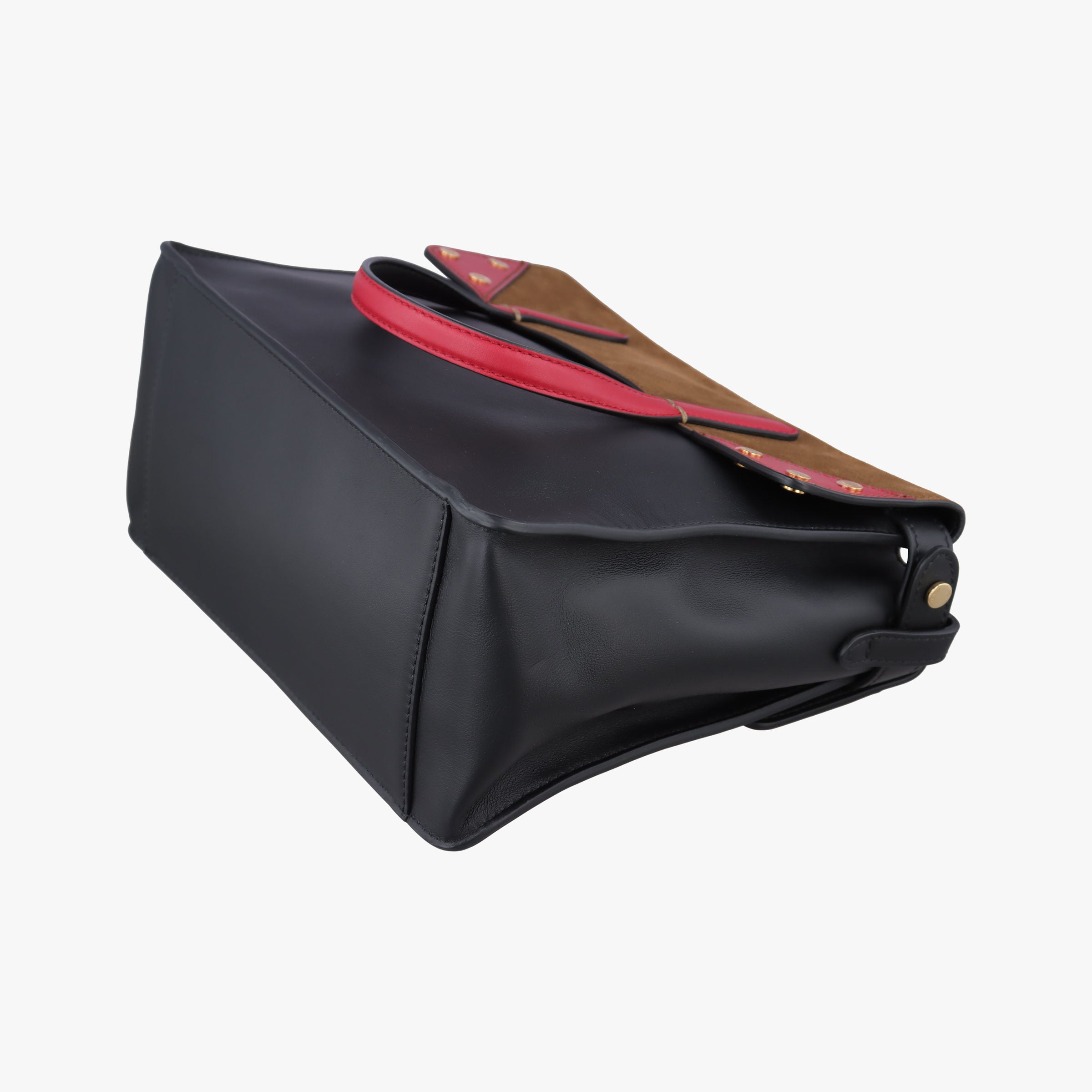 Pre-owned Fendi Flip black×red×brown Leather× Suede 8TB302 shoulderbag | stylenewstar