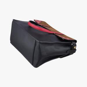 Pre-owned Fendi Flip black×red×brown Leather× Suede 8TB302 shoulderbag | stylenewstar
