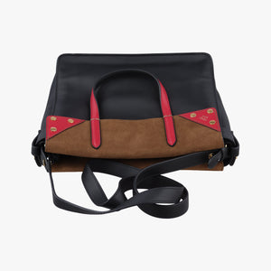 Pre-owned Fendi Flip black×red×brown Leather× Suede 8TB302 shoulderbag | stylenewstar