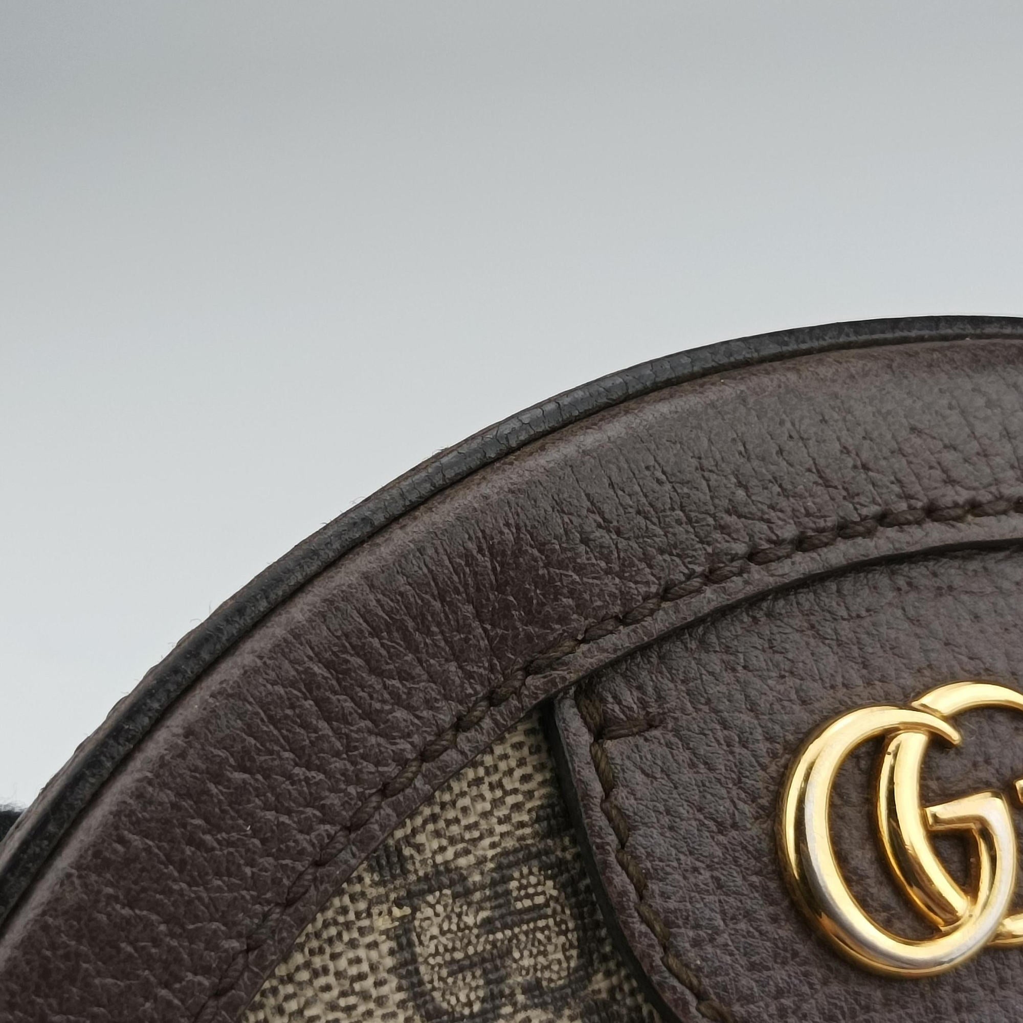 Pre-owned Gucci Ophidia Brown×beige×multi PVC coated canvas×Leather 550618 shoulderbag | stylenewstar