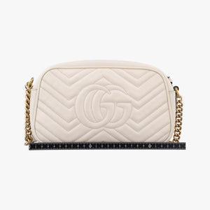 Pre-owned Gucci GG Marmont White Leather 447632 shoulderbag | stylenewstar