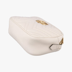 Pre-owned Gucci GG Marmont White Leather 447632 shoulderbag | stylenewstar