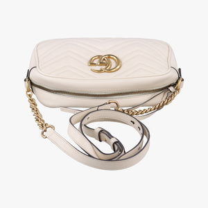 Pre-owned Gucci GG Marmont White Leather 447632 shoulderbag | stylenewstar