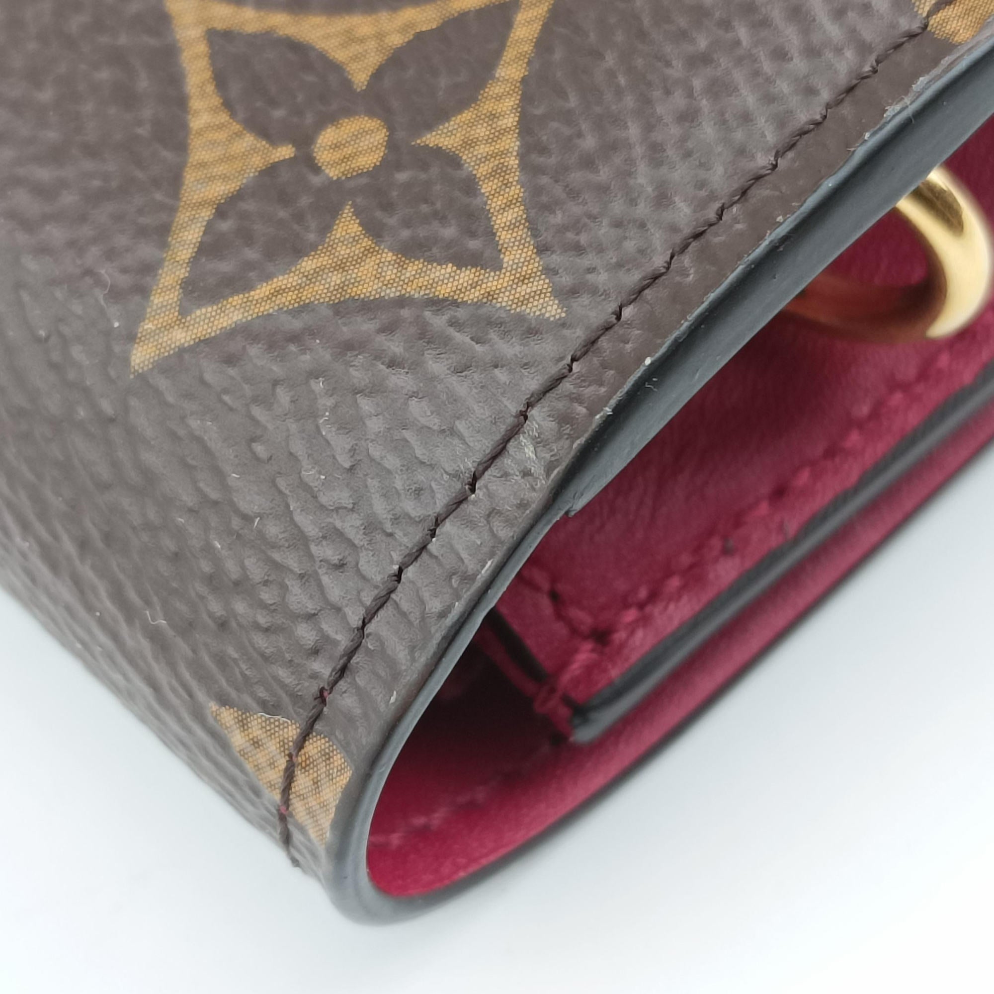 Pre-owned Louis Vuitton Flore Chain brown×FUCHSIA Monogram Porte Feuille ×calf leather M69578 shoulderbag | stylenewstar