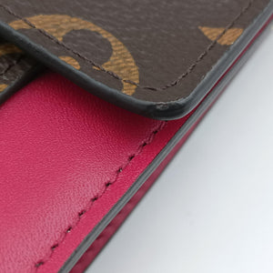 Pre-owned Louis Vuitton Flore Chain brown×FUCHSIA Monogram Porte Feuille ×calf leather M69578 shoulderbag | stylenewstar