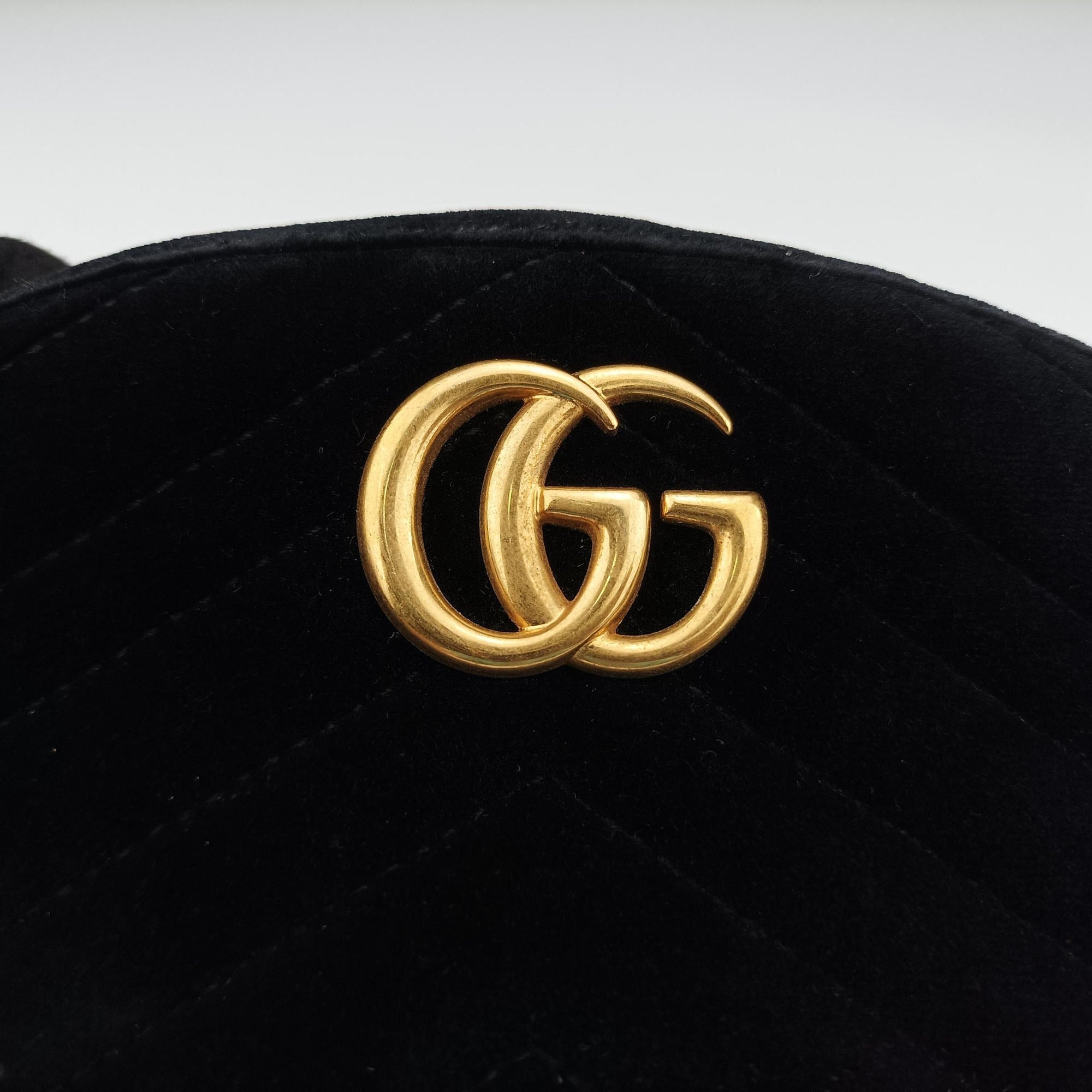 Pre-owned Gucci GG Marmont Black velour 476434 bum bag/waist bag | stylenewstar