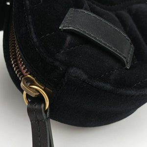 Pre-owned Gucci GG Marmont Black velour 476434 bum bag/waist bag | stylenewstar