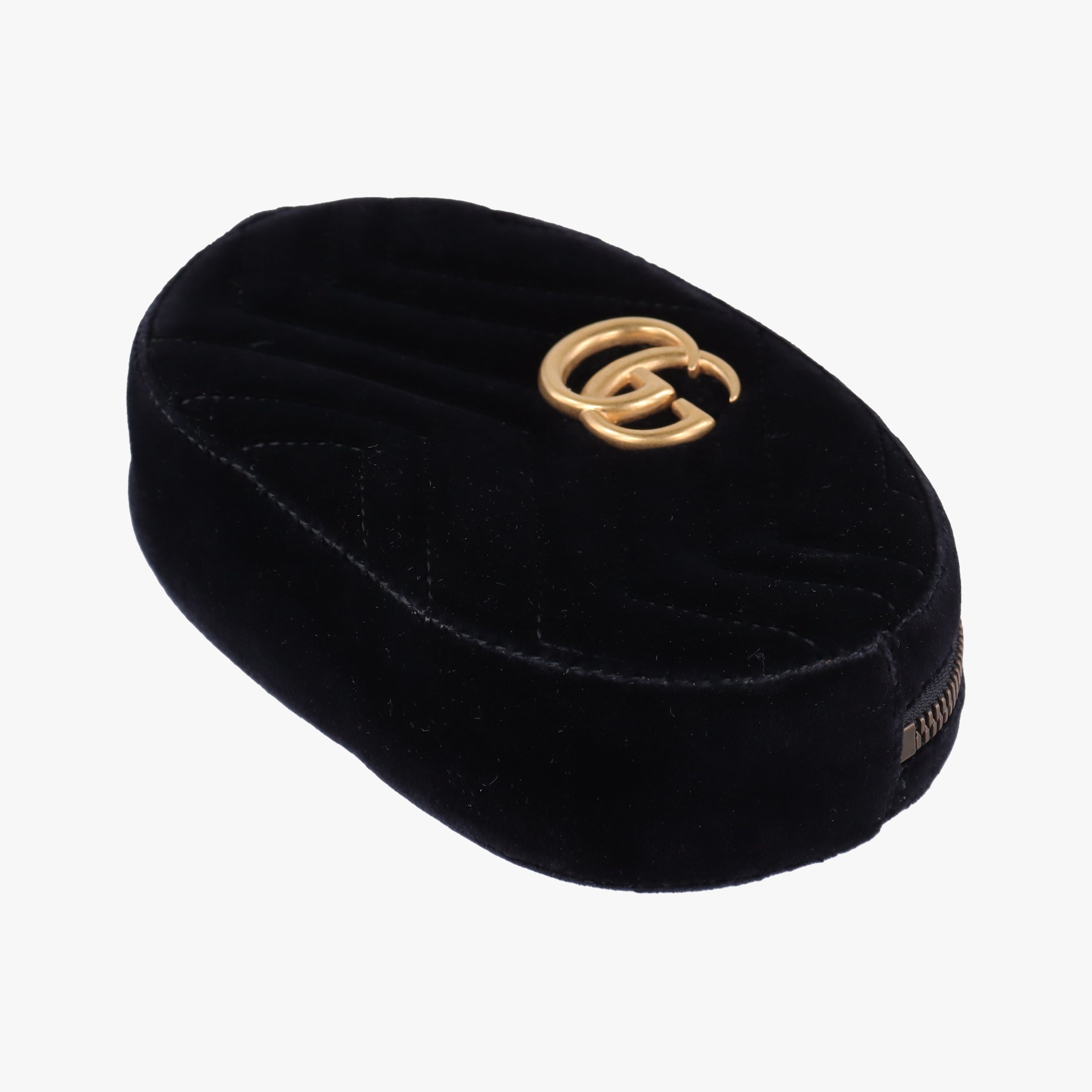 Pre-owned Gucci GG Marmont Black velour 476434 bum bag/waist bag | stylenewstar