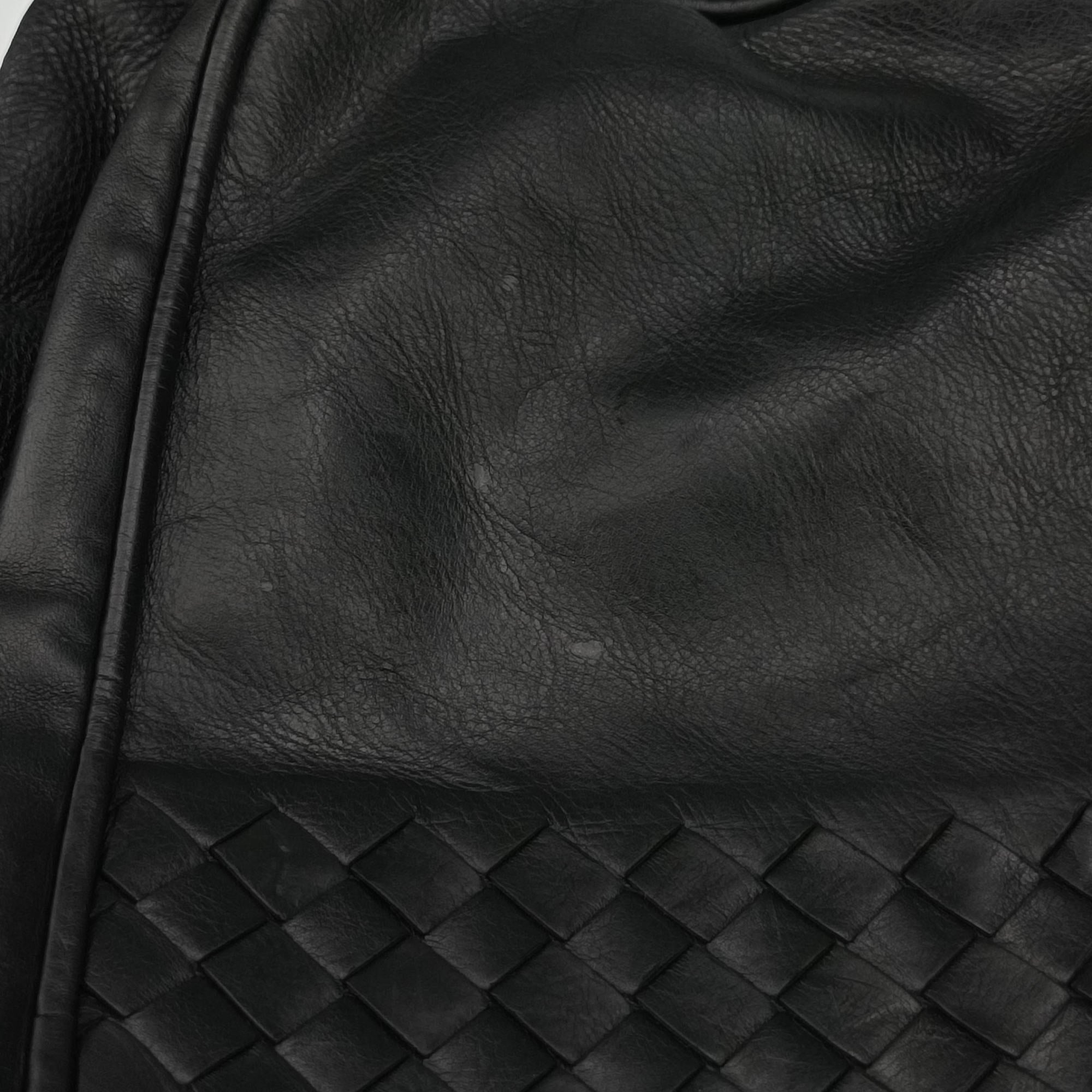 Pre-owned Bottega Veneta Intrecciato Black lambskin  shoulderbag | stylenewstar